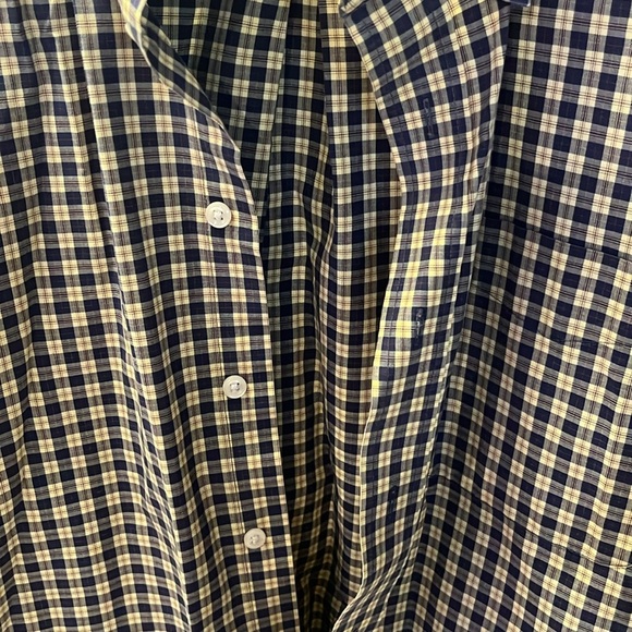 L.L.Bean yellow and blue large button up shirt - Picture 2 of 5